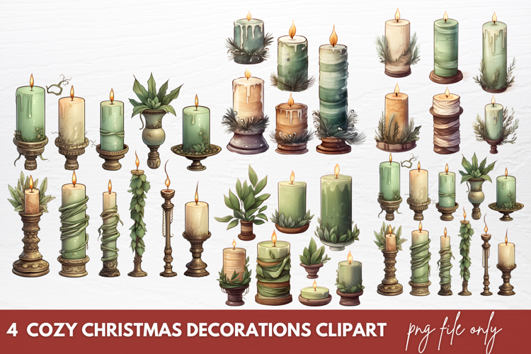 Cozy Christmas Decorations Clipart Sublimation