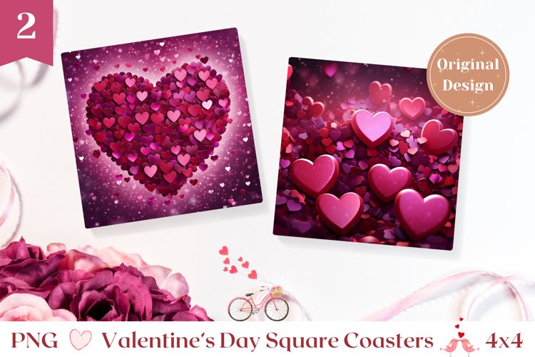 Valentines Square Coasters, 3D Love Coasters Sublimation