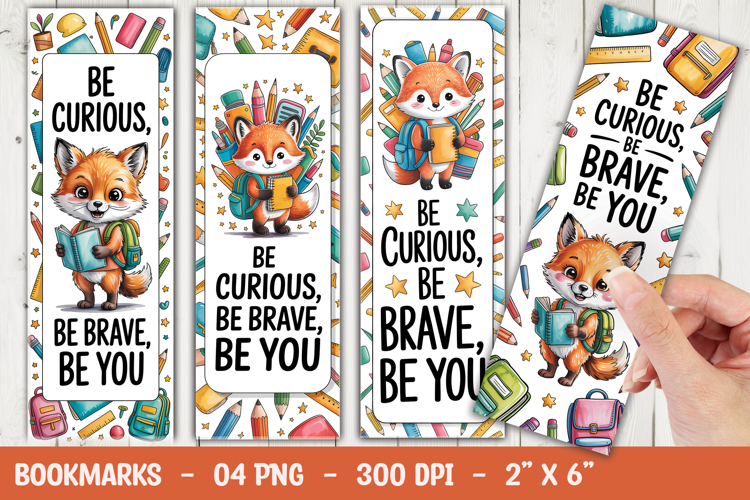 Fox Back to School Animal Bookmark Sublimation PNG