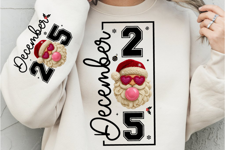 December 25 PNG, Distressed Varsity Christmas PNG, Christmas