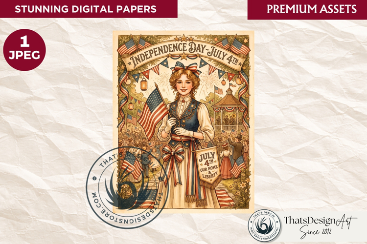 Patriotic Vintage 4th of July Junk Journal digital paper