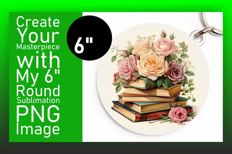 Charming Floral Book Animal Round Ornament Art example image 1