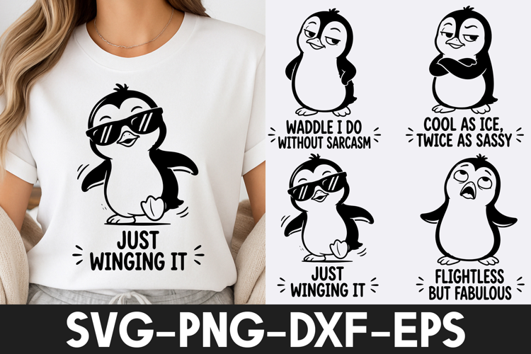 Funny Penguin Cartoon SVG
