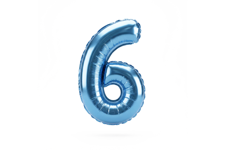 Blue Metallic Number 6 Foil Balloon Party Decoration