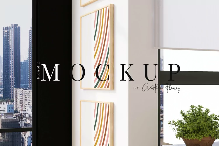 Modern Square Wood Frame Mockup
