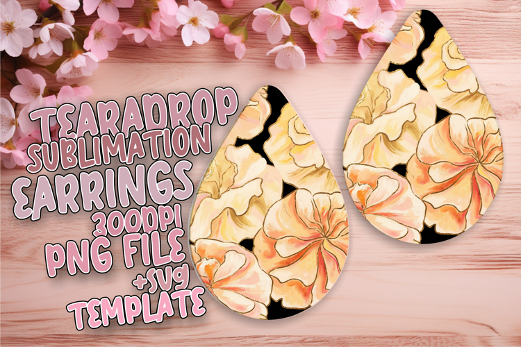 Gorgeous Teardrop Earrings Design Template , Flower Pattern