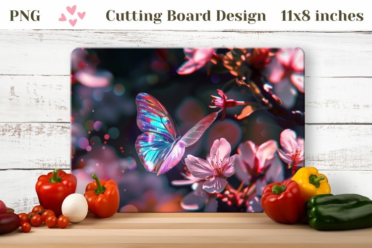 3D Butterfly Cutting Board, Butterfly Sublimation Design