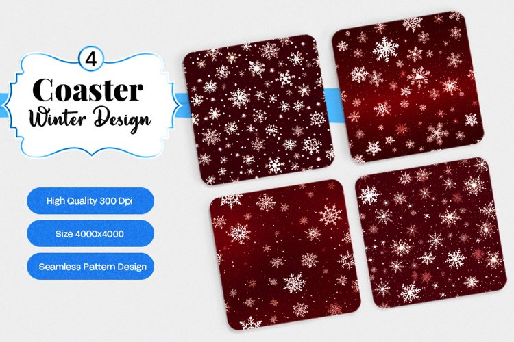 Square Coaster winter snow Sublimation example image 1