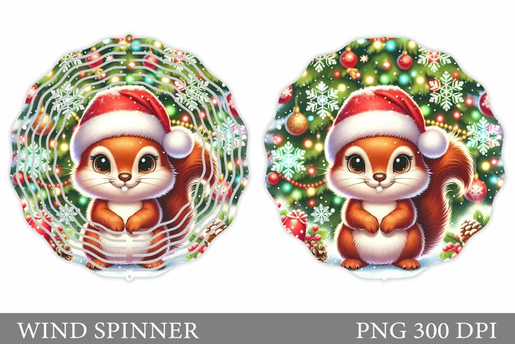 Christmas Squirrel Wind Spinner. Christmas Wind Spinner