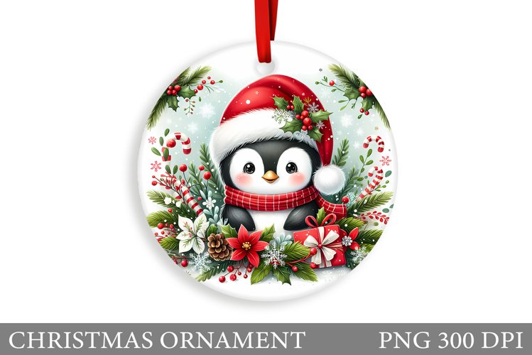 Cute Penguin Christmas Ornament. Cute Penguin Sublimation