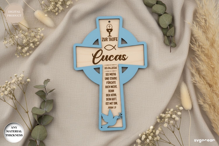 First Communion Cross Laser Cut | Custom Name Cross | SVG