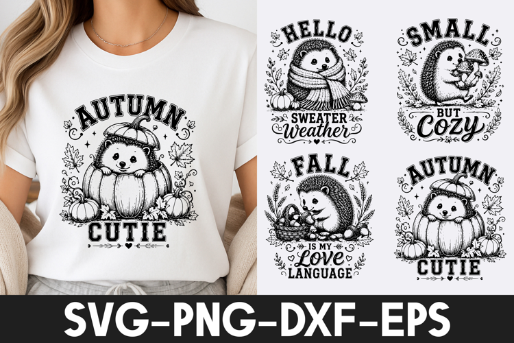 Autumn Hedgehog Pumpkin Cute SVG PNG