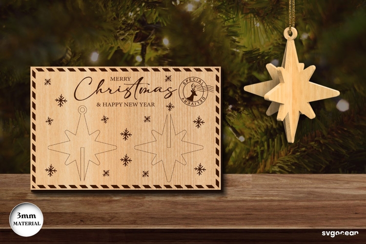 3D Nativity Star Ornament Card Laser Cut | Christmas | SVG
