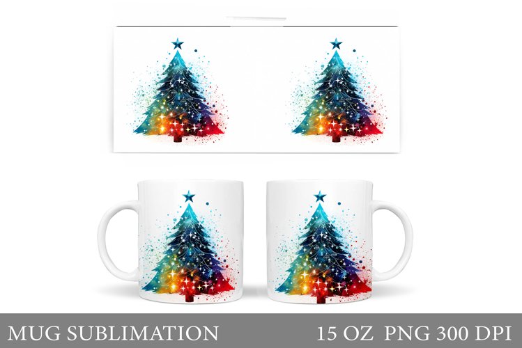 Christmas Tree Mug Design. Rainbow Christmas Tree Mug