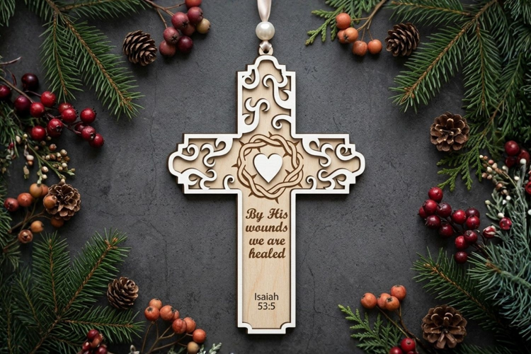 Christian Cross Ornament Laser Cut | Glowforge | SVG