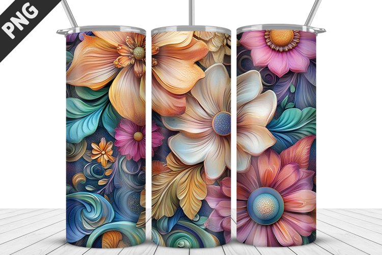 Flowers Tumbler Wrap | Sublimation Design | Tumbler PNG