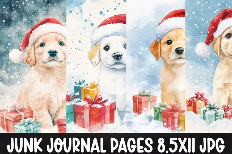 4 Christmas Digital Papers I Christmas Junk Journal Pages