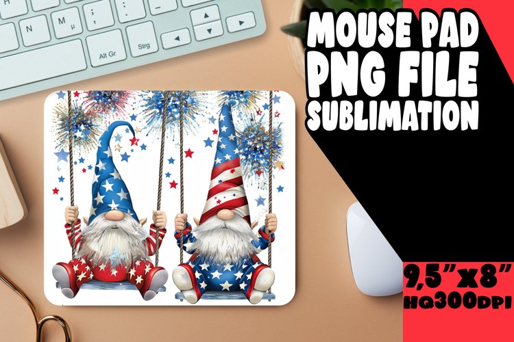 American Gnome Sublimation Mouse Pad PNG