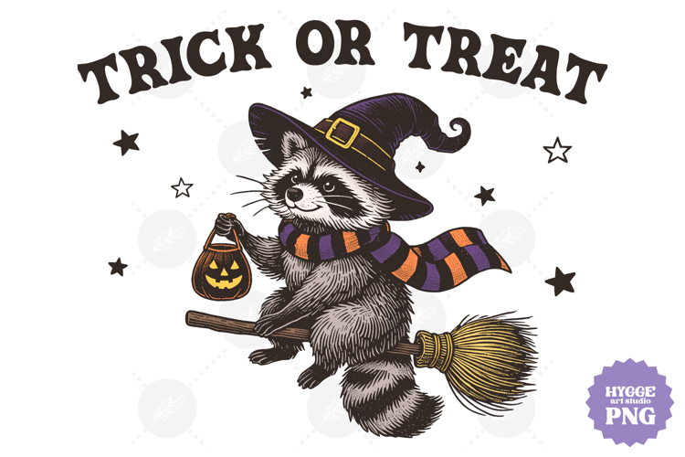 Vintage Funny Sarcastic Feral Witch Raccoon Halloween PNG