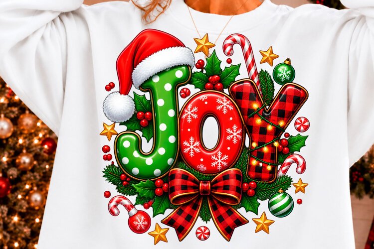 Joy Christmas Holiday Shirt Design example image 1