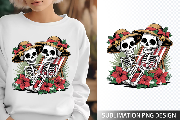 Funny Summer Skeleton Illustration - Sublimation PNG Design
