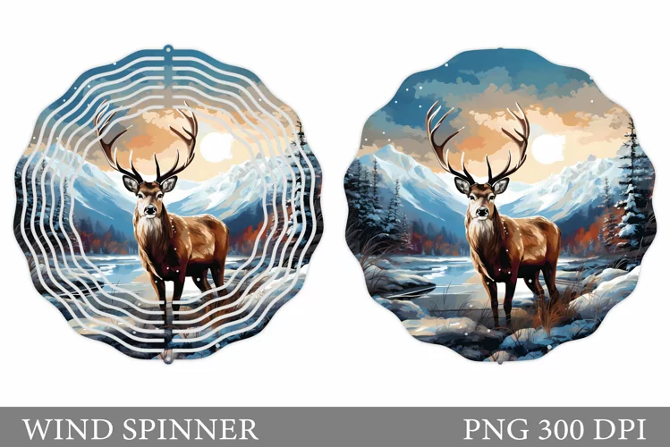 Deer Spinner Sublimation. Deer Winter Wind Spinner Design