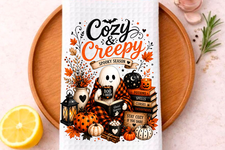 Cozy & Creepy Spooky Season Ghost PNG Halloween Sublimatio
