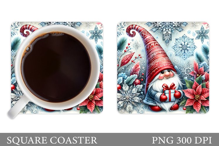 Christmas Gnome Coaster Design. Christmas Gnome Sublimation