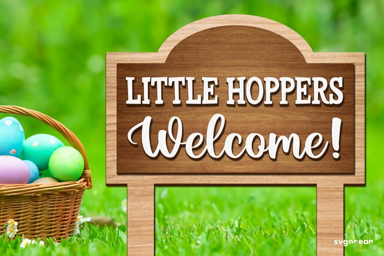 Little Hoppers Welcome Sign Laser Cut | Glowforge | SVG