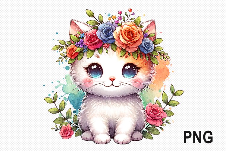 Cat Flowers Sublimation - Cat Flowers Clipart PNG Design