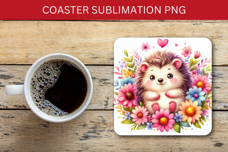 square coaster - baby hedgehog