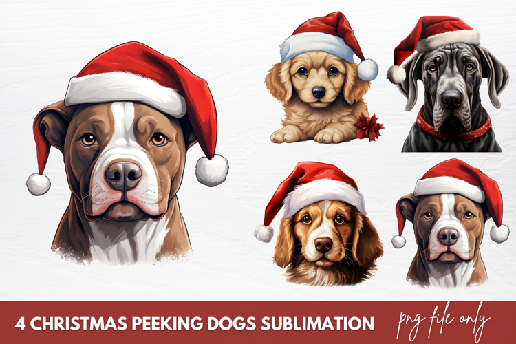 Christmas Peeking Dogs Sublimation Clipart