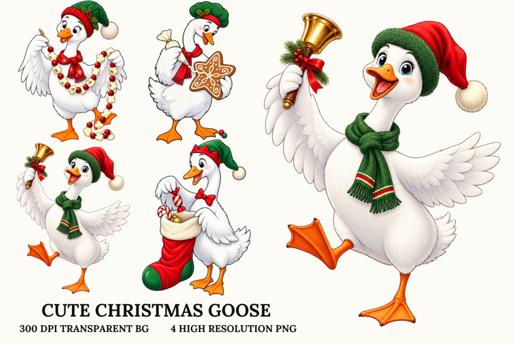 Cute Christmas Goose PNG