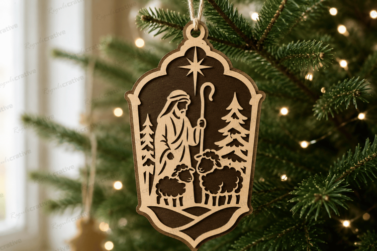 Nativity Lamp Ornament Laser Cut Christmas SVG,Christmas SVG