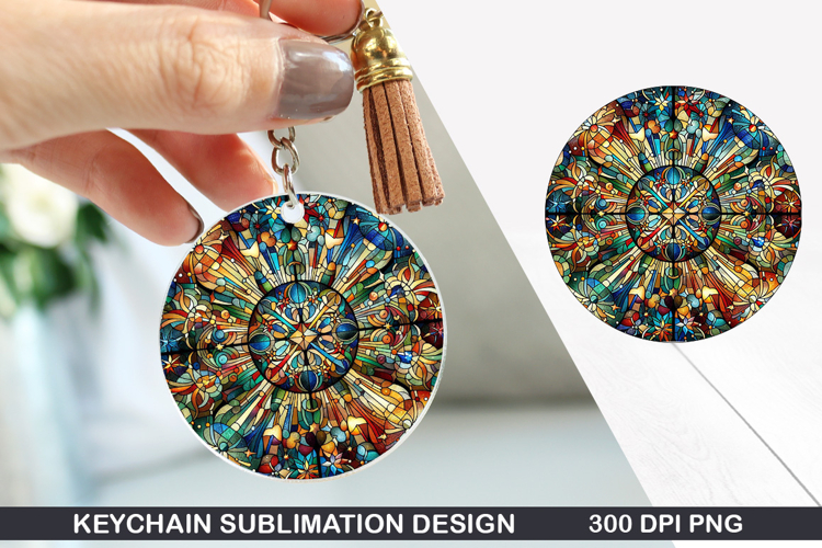 Flower Keychain Sublimation - Spring Keychain PNG Design