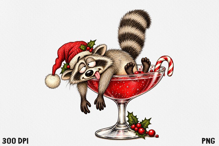 Funny Christmas Cocktail Clipart example image 1