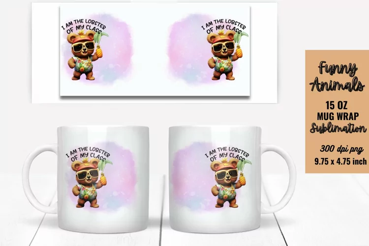 Funny Animals Mug Wrap Sublimation, Mug Wrap PNG