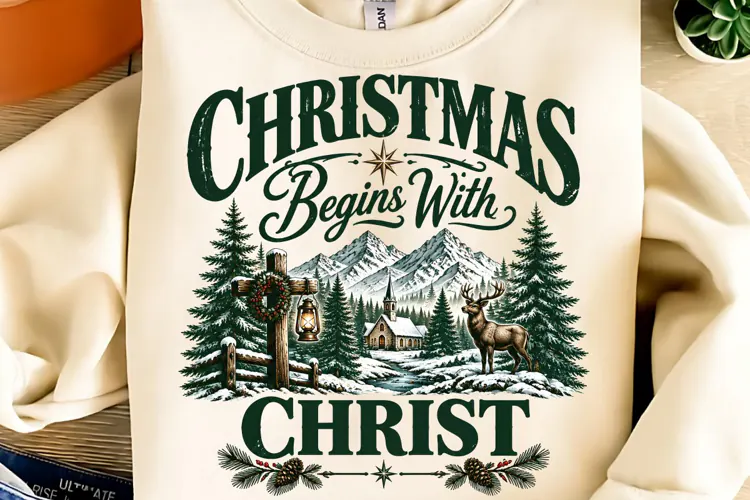 Christmas Begins With Christ PNG. Funny Christmas PNG