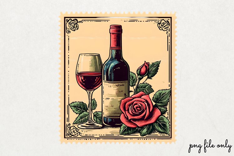 Valentines Romantic Retro Style Stamp Clipart PNG