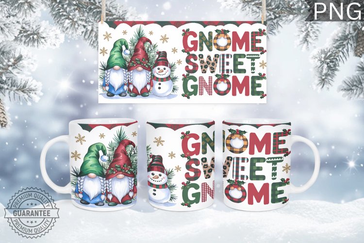Gnome Sweet Gnome Mug Wrap - Christmas Mug Sublimation
