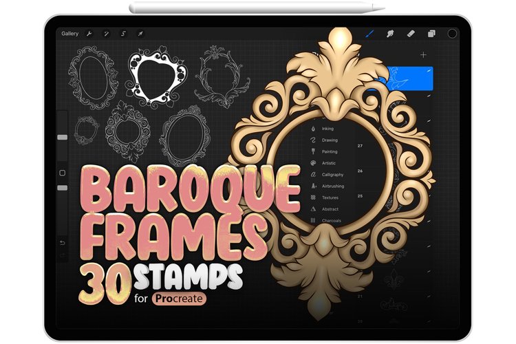 30 Baroque Frames for Procreate