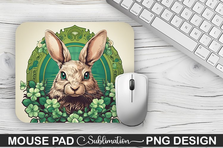 St. Patricks Day Bunny Sublimation Mouse Pad Design
