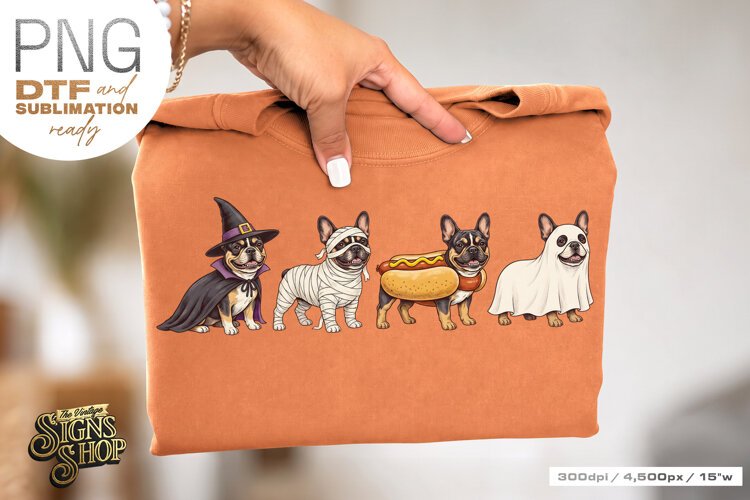 Halloween Frenchie DTF PNG example image 1
