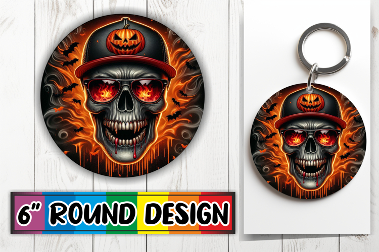 Radiant Circle Car Coasters PNG, Skull