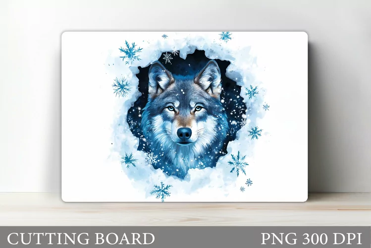 Winter Wolf Cutting Board. Christmas Cutting Board Design