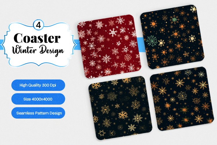 Square Coaster winter snow Sublimation example image 1