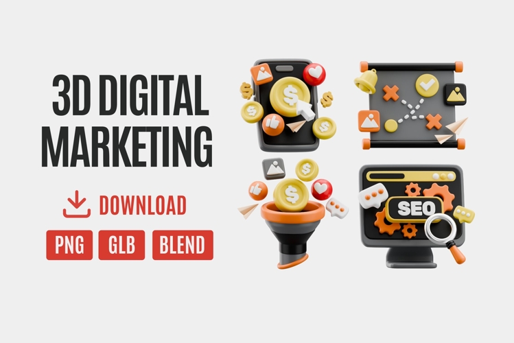 3D Digital Marketing Icon Pack 04