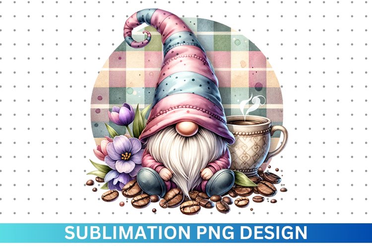 Easter Coffee Gnome Sublimation - Clipart PNG