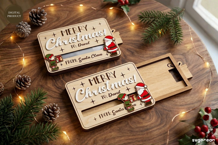 Christmas Card Holder Laser Cut | Glowforge | SVG