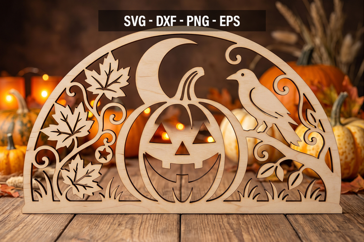 Halloween Pumpkin SVG | Crow Laser Cut Fall Design